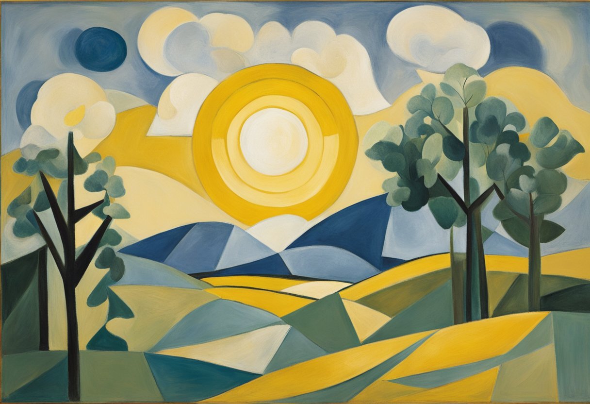 A bright sun rising over a serene landscape, symbolizing hope and resilience in the face of cancer