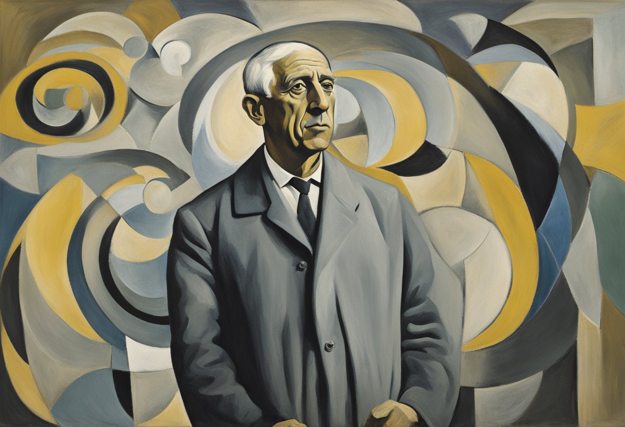 A man stands confidently, surrounded by a swirl of positive energy. He faces the day with determination and a hopeful outlook