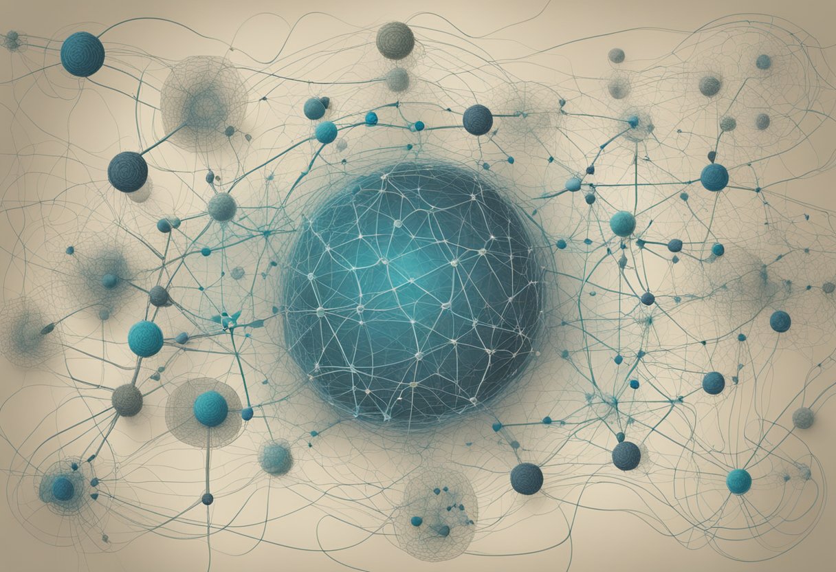 A network of interconnected pathways and mechanisms, representing the intricate relationship between the mind, body, and immune system in the context of male cancer survivorship