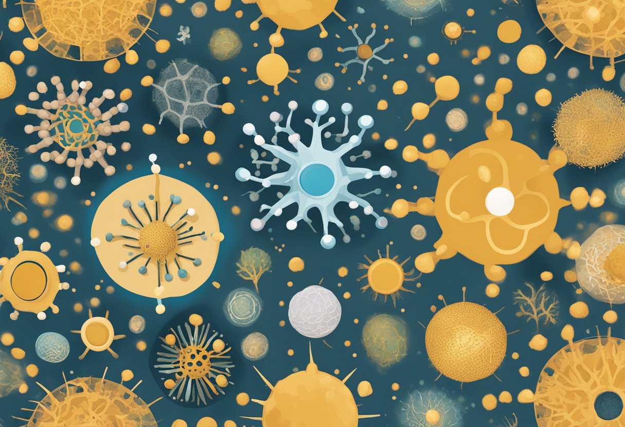A diverse group of cancer cells morph and transform, symbolizing the unique survivorship journey for each individual