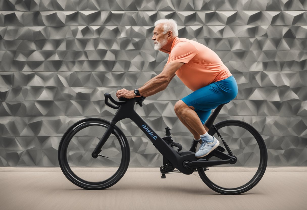 A man performs low-impact cardio exercises, adjusting to his age and health condition as a cancer survivor