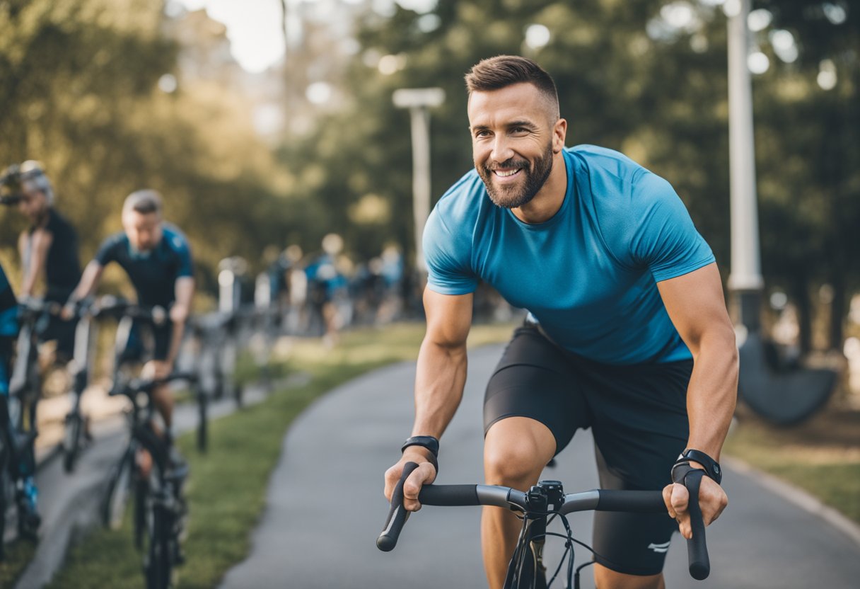 A man sets specific physical activity goals to prevent and manage male cancer, showing determination and strength in his journey