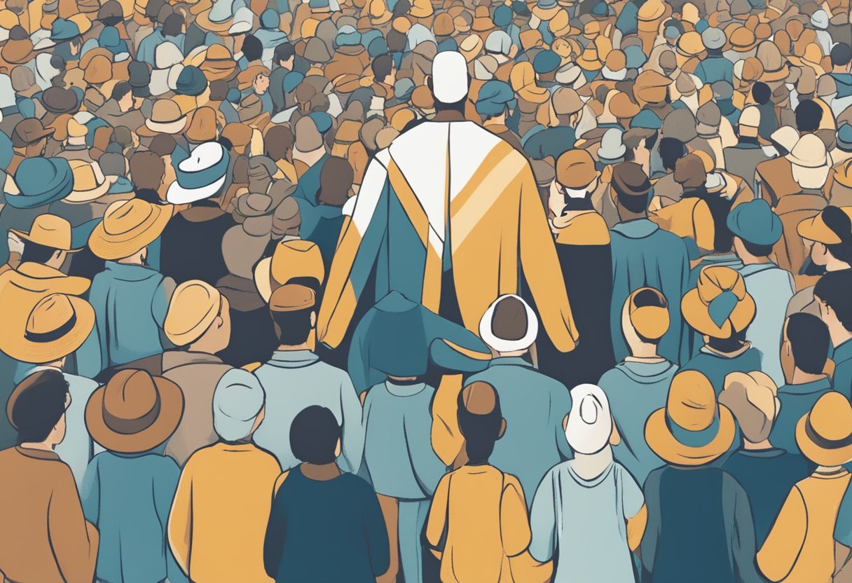 A man stands surrounded by supportive friends and family, symbolizing his journey through cancer survivorship