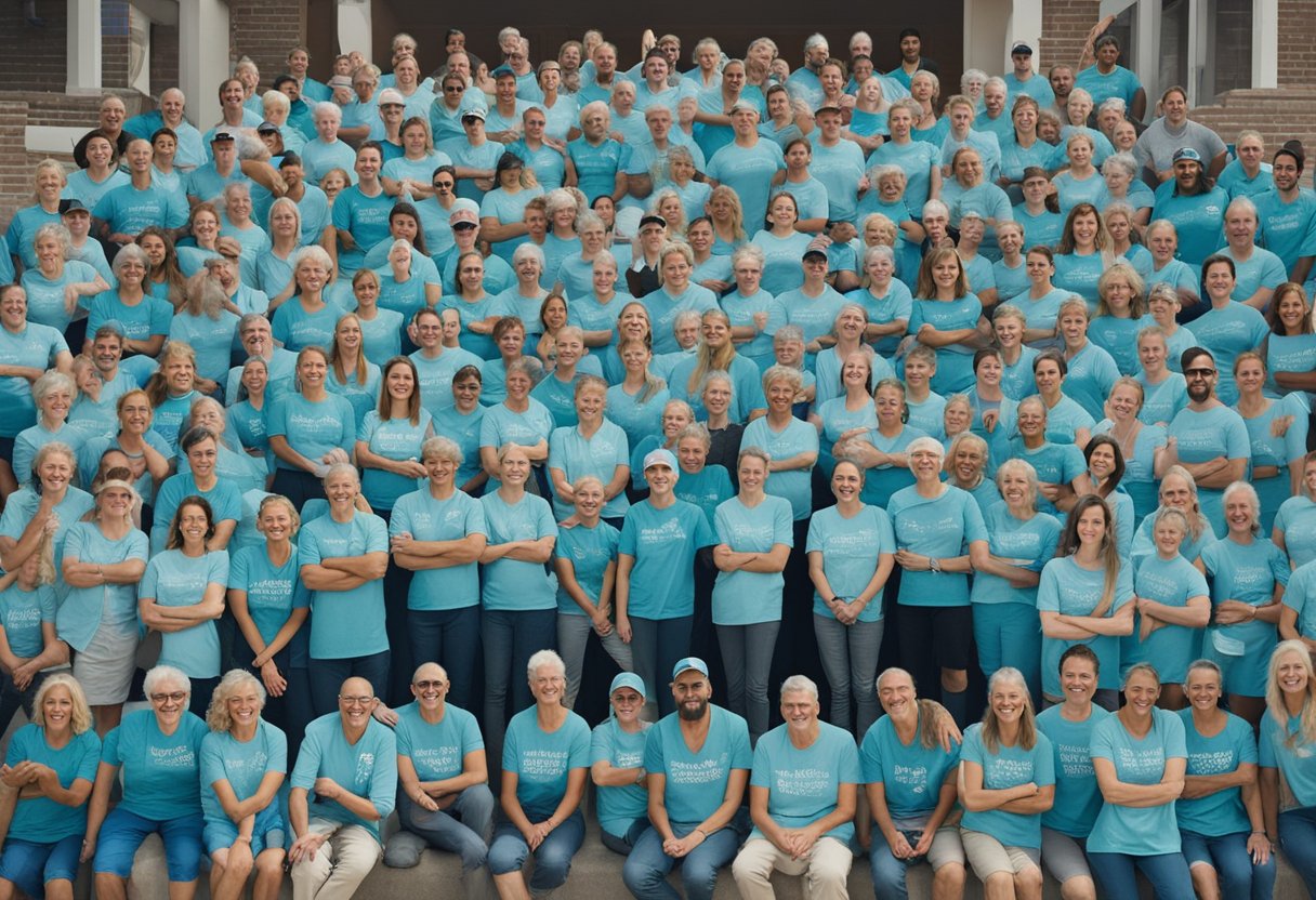 A group of volunteers working together to support male cancer thrivers