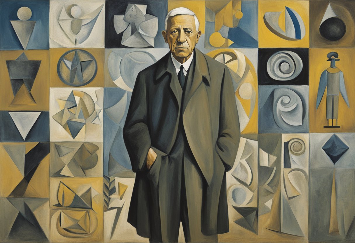 A male cancer warrior standing tall, surrounded by symbols of strength and resilience, his identity redefined by his battle