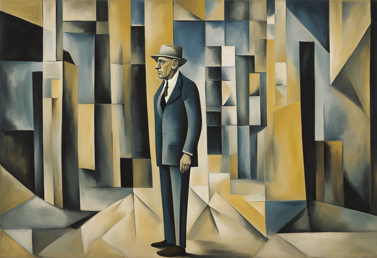 A man in a suit standing at a crossroads, one path leading to a hospital and the other to a corporate office. He looks determined and confident