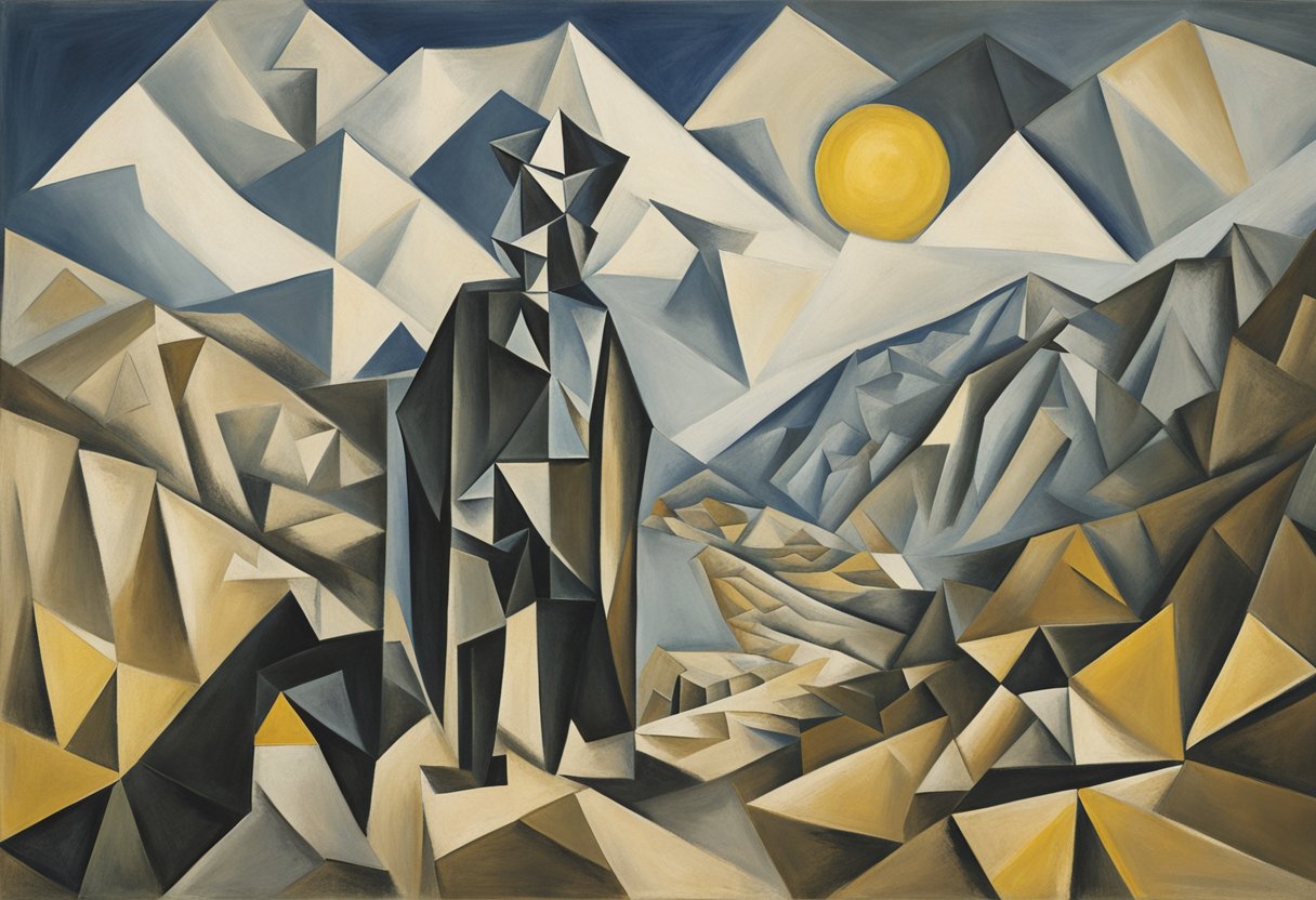 A figure stands strong, facing a mountainous obstacle. A path winds through the terrain, symbolizing the journey of adapting to new limitations