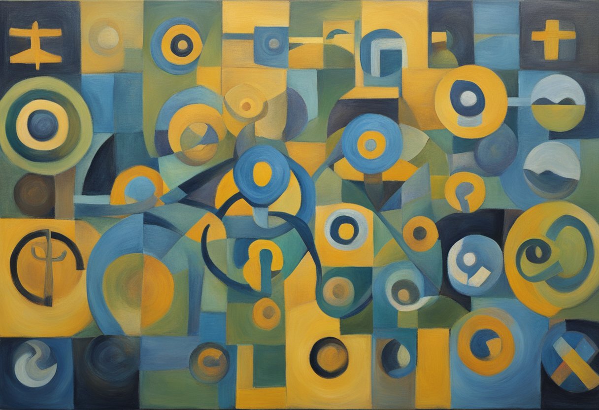 A group of interconnected symbols representing male cancer survivorship and fostering interdependent relationships