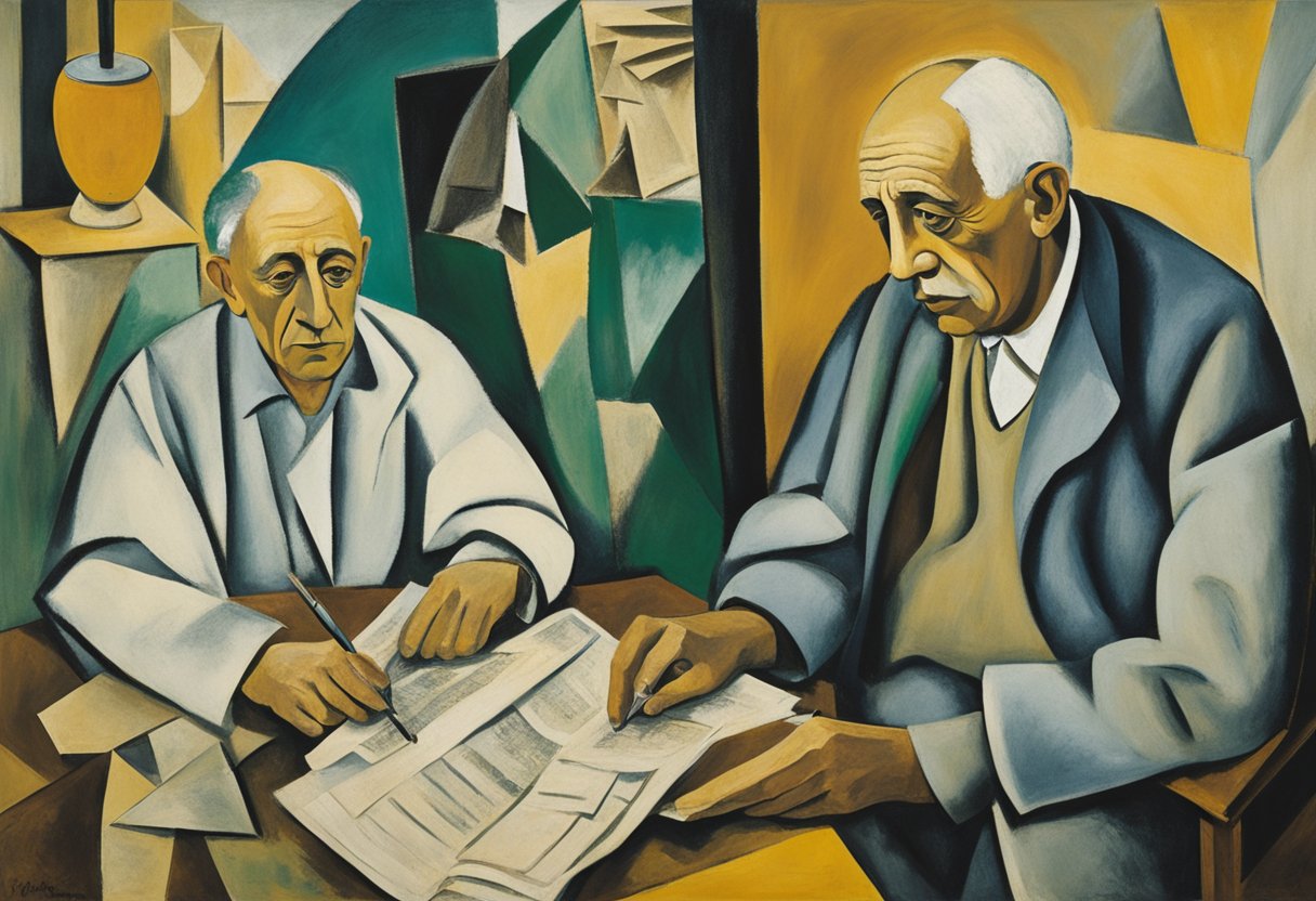 A man reviewing medical bills and financial documents post-cancer treatment