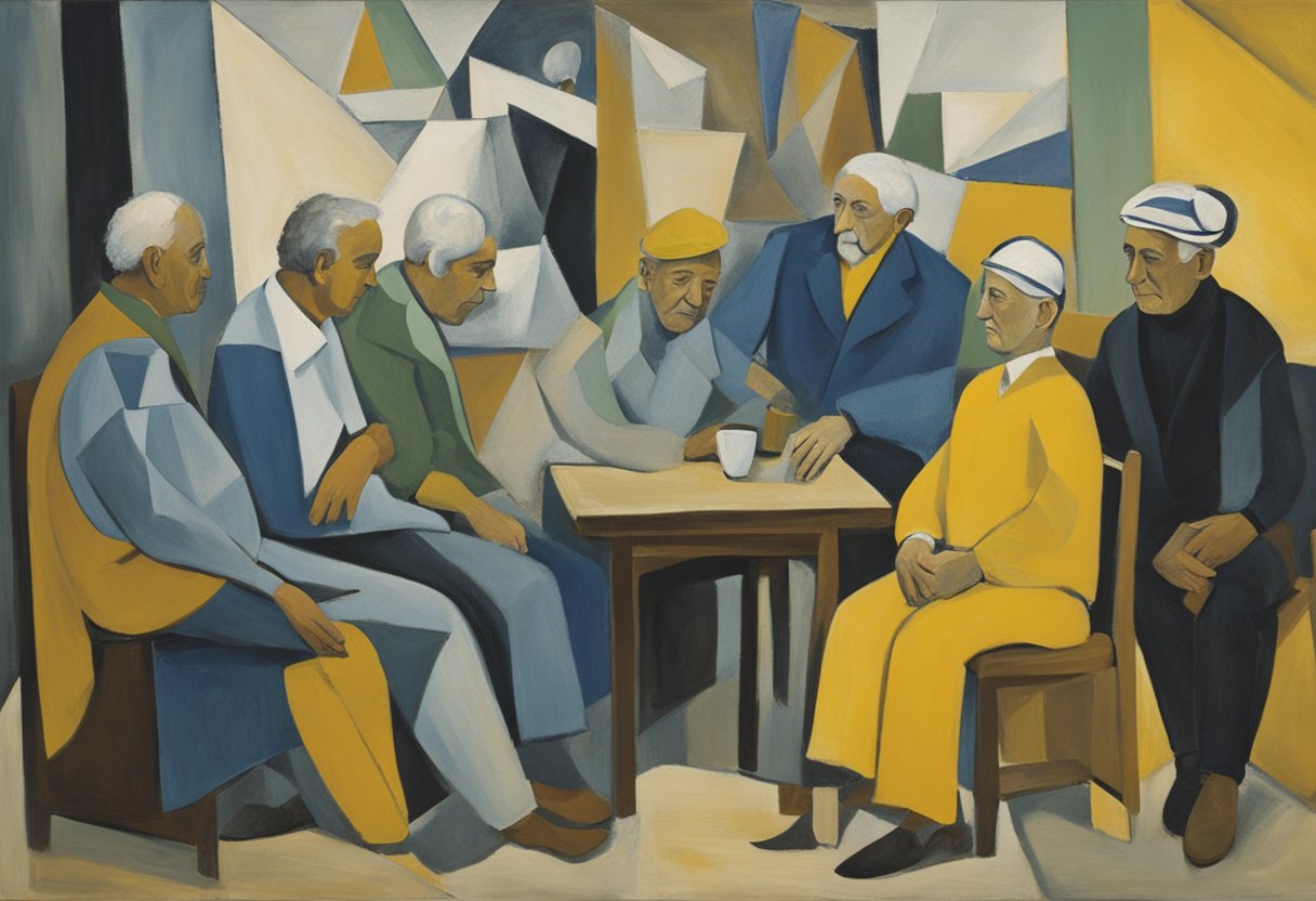 A group of volunteers engage with a cancer survivor, supporting him through community activities. The survivor overcomes guilt, empowered by the love and support of the community