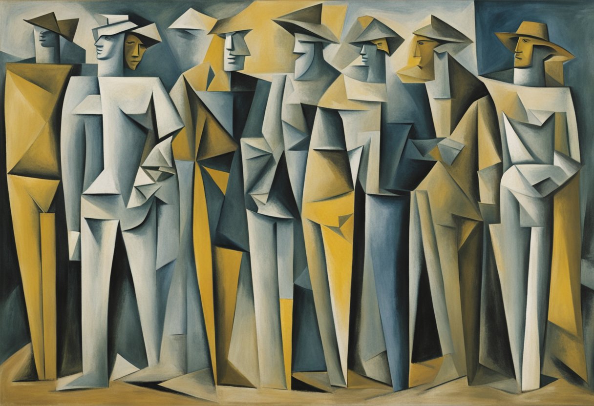 A man standing strong, surrounded by supportive figures. A balance of independence and help