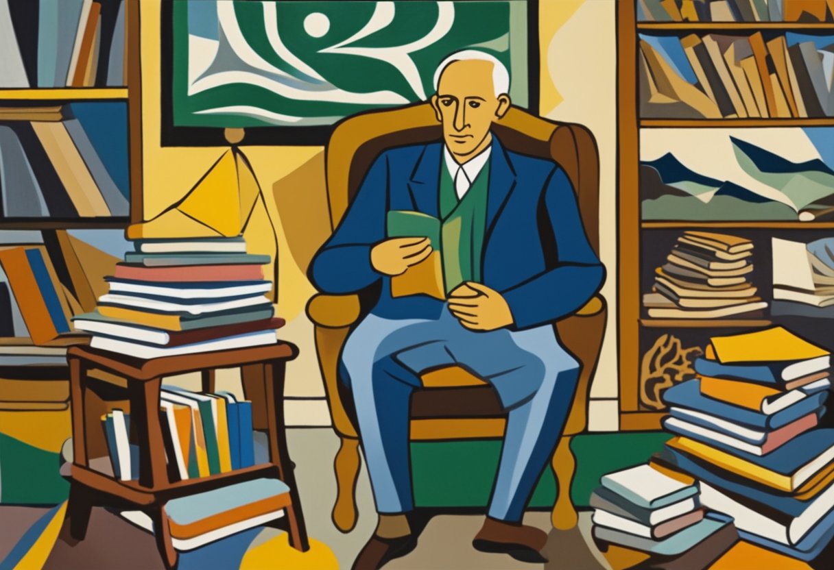 A serene setting with books, puzzles, and calming colors for a male cancer warrior undergoing cognitive therapy