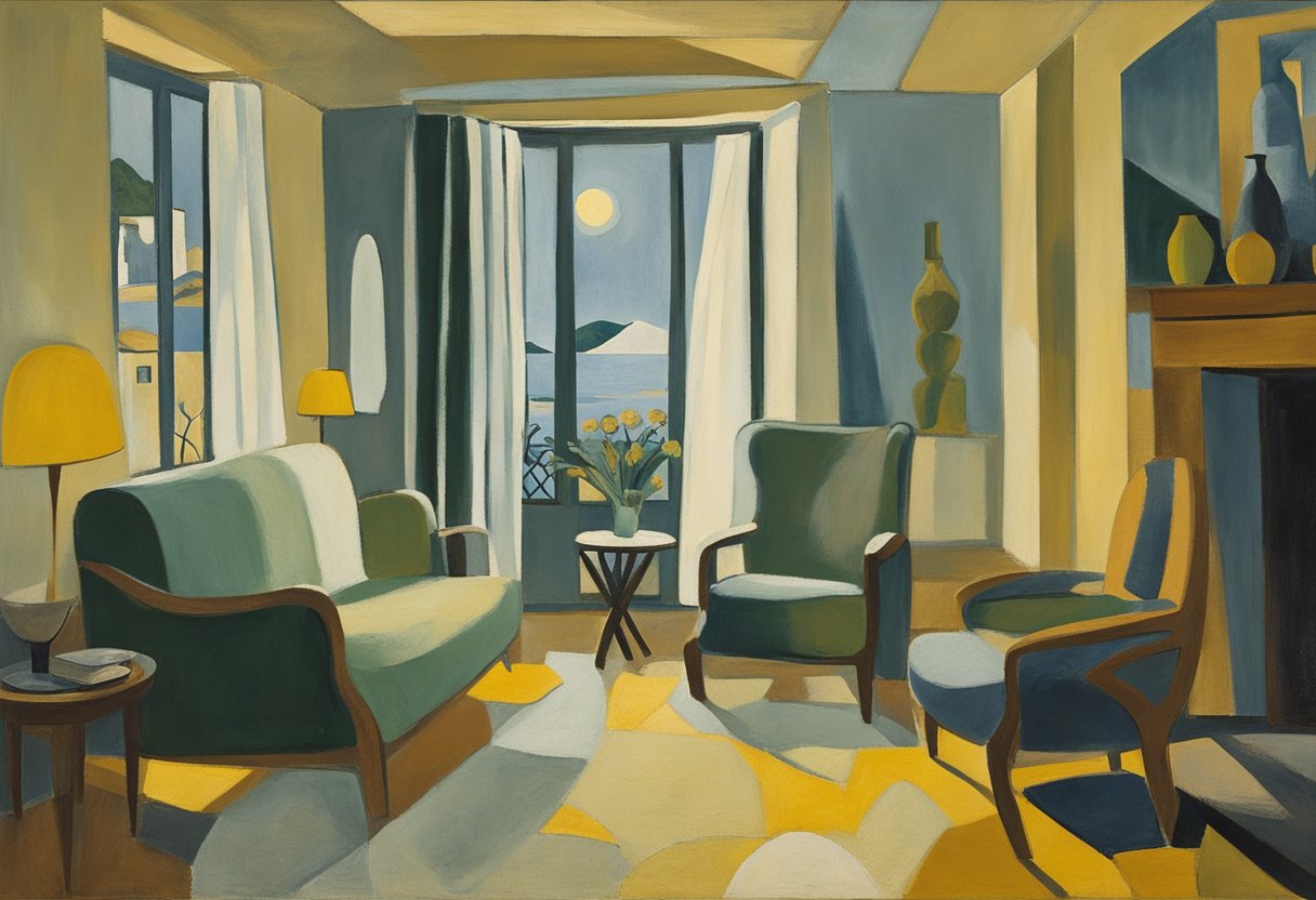 A serene home environment with soft lighting and comfortable seating, showcasing a sense of peace and tranquility