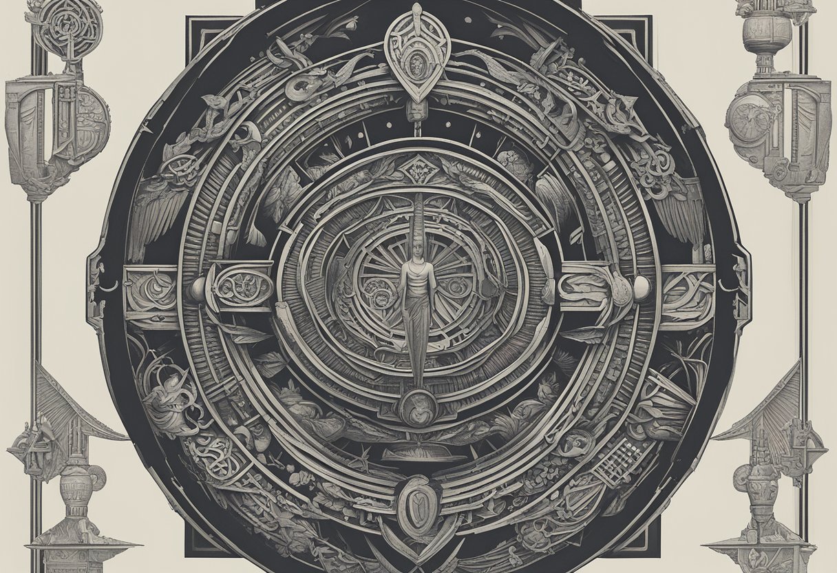 A lone figure stands tall, surrounded by symbols of strength and perseverance. A warrior's spirit emanates from the scene, capturing the essence of resilience and personal agency