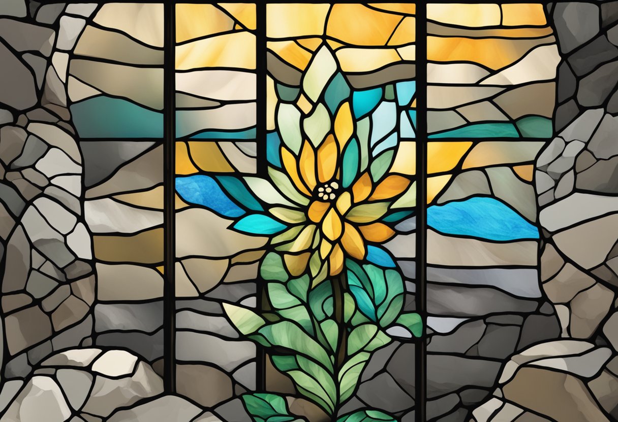 A blooming flower emerging from a rocky terrain, symbolizing resilience and new beginnings for a male cancer survivor