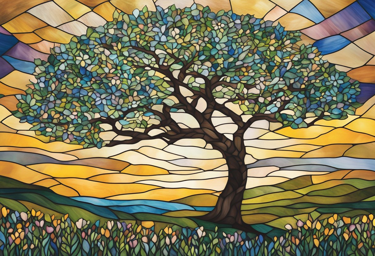 A lone tree stands tall amidst a field of wildflowers, symbolizing resilience and new beginnings for a male cancer warrior