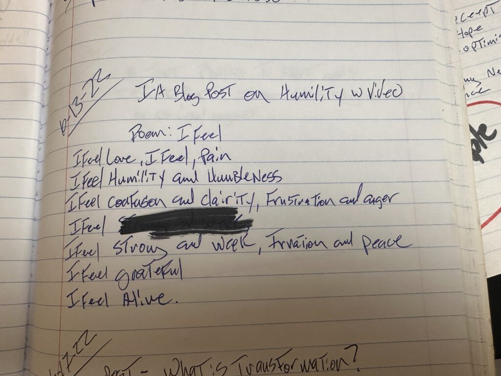 Photo of the writing: I Feel