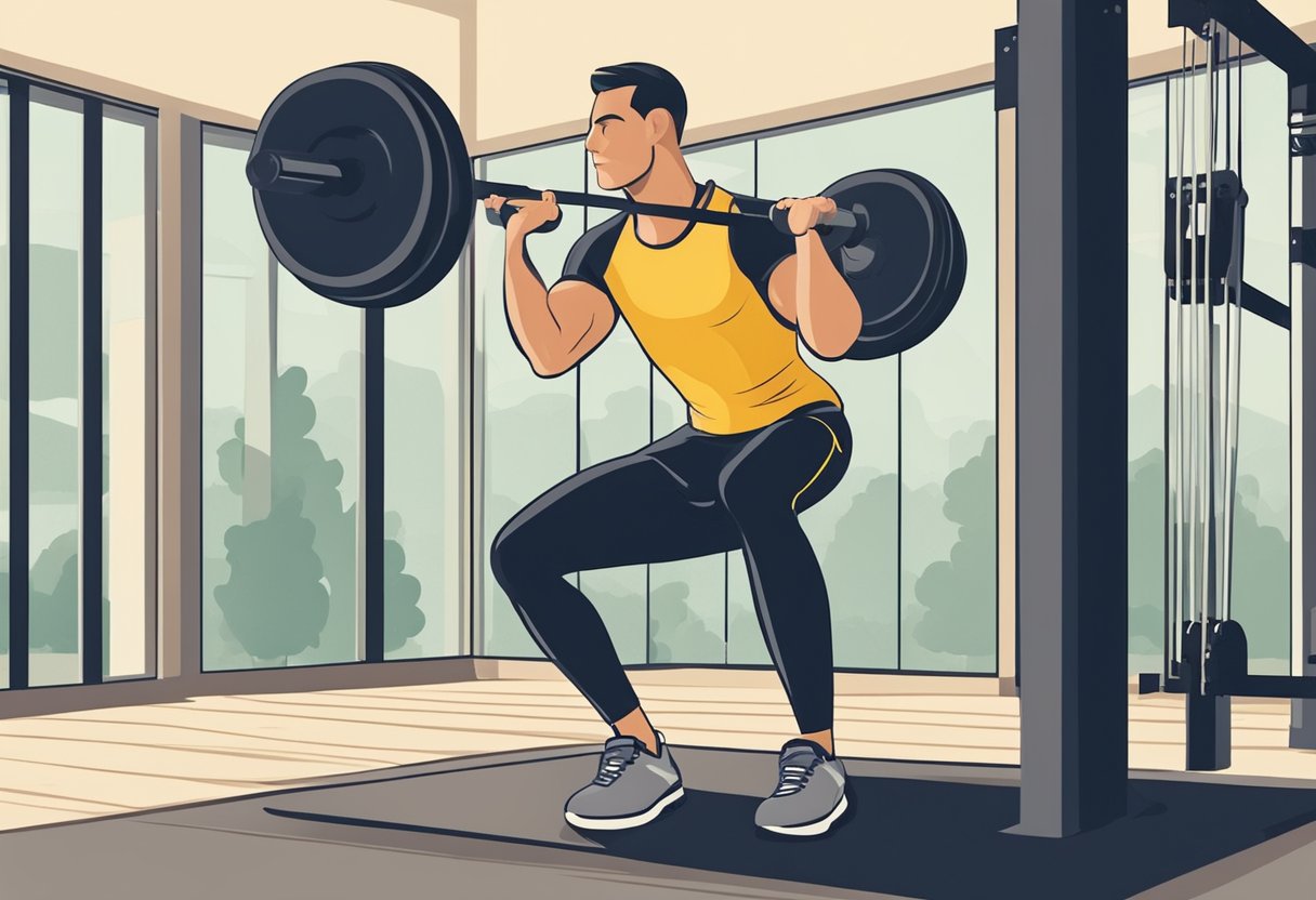 A man exercises in a gym, lifting weights and using resistance bands. He is determined and focused, overcoming cancer treatment side effects through physical activity