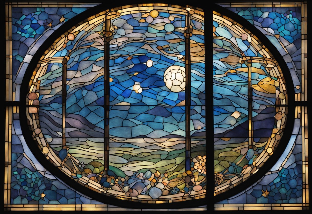 A serene night sky with various cancer cells floating around, disrupting the peaceful rest of a male figure