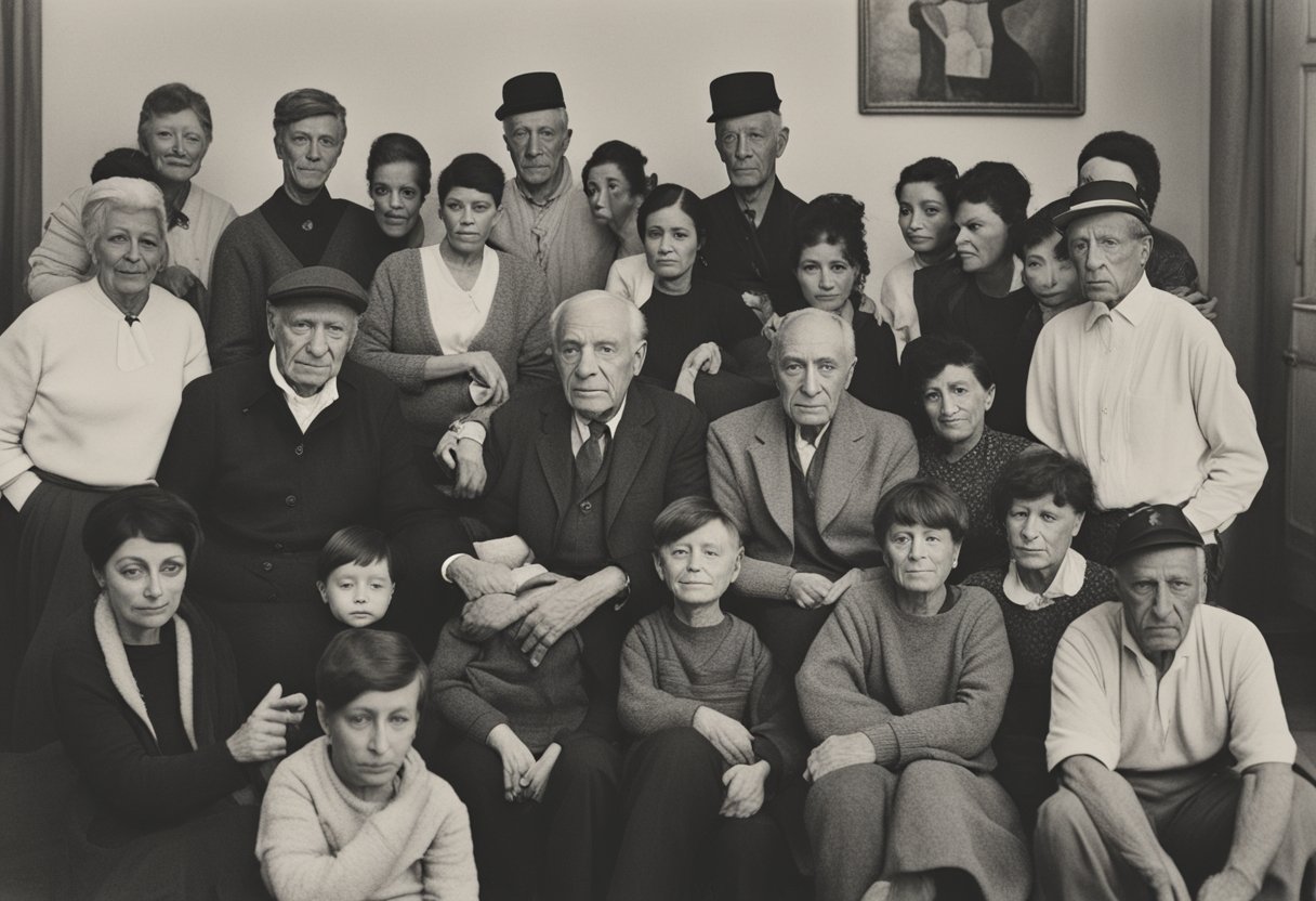 A male cancer warrior sits surrounded by caregivers and family, their support evident in their attentive expressions and gestures