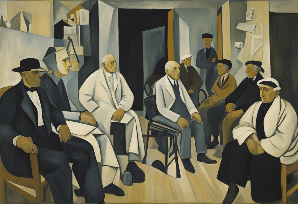 A male figure sits in a hospital room, surrounded by medical equipment and staff. A sense of determination and strength is evident in his posture