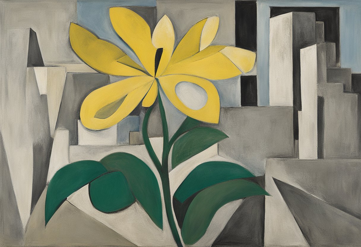 A blooming flower breaking through concrete