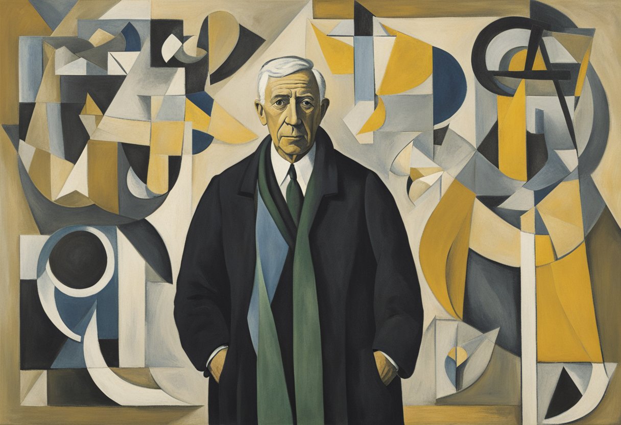 A man stands confidently, symbolizing resilience. A ribbon represents male cancer awareness. Surrounding him are symbols of personal stories and sharing, reflecting the redefinition of identity