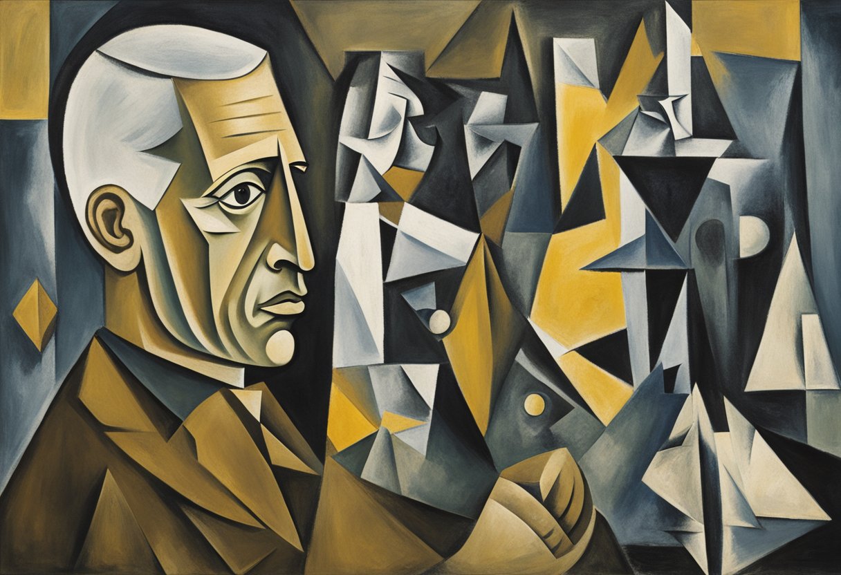 A strong, determined figure with a focused expression, surrounded by symbols of strength and resilience