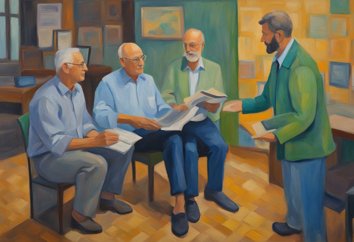 A man receiving financial advice for insurance and aid programs as a cancer survivor