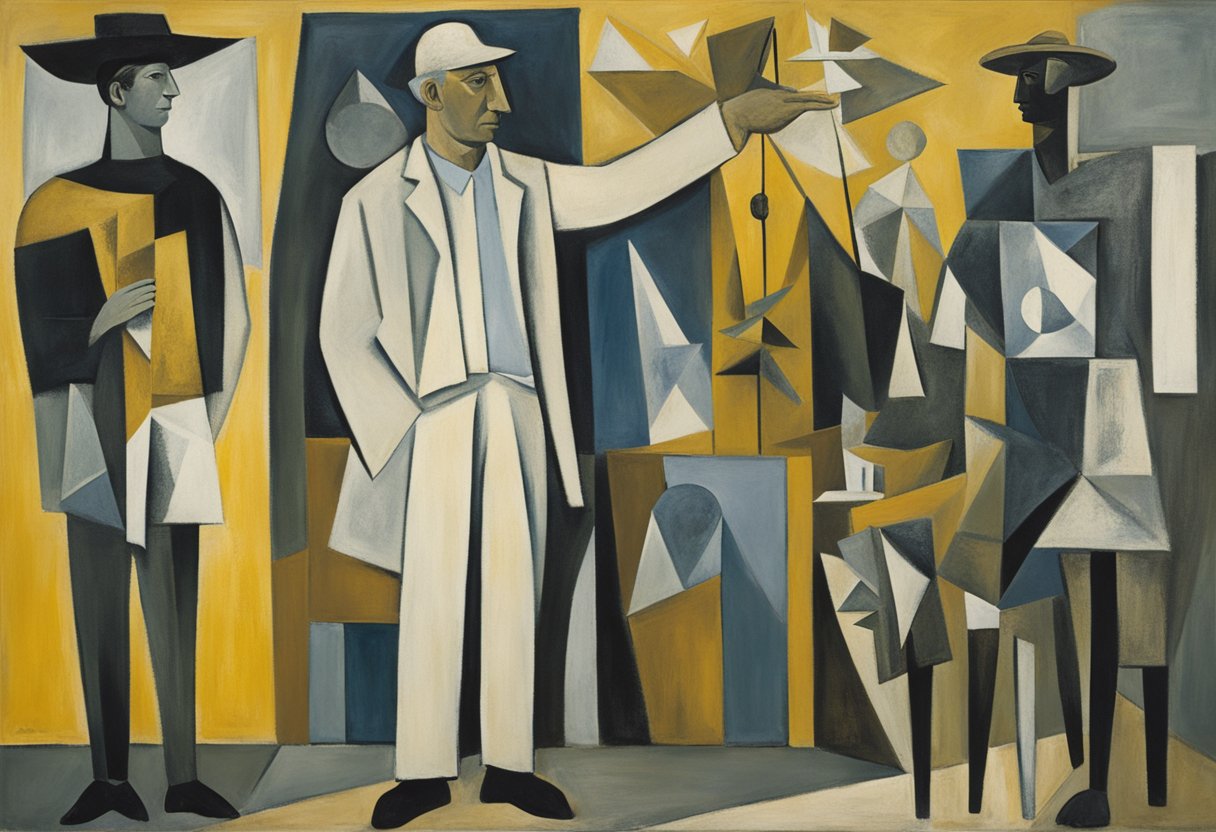 A man standing strong, surrounded by symbolic representations of resilience and hope, with a sense of determination and optimism in his posture