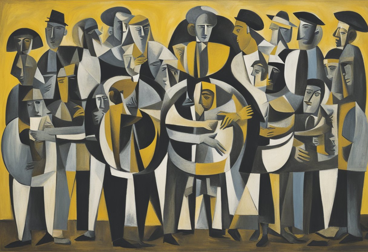 A group of diverse figures gather in a circle, arms linked in support. A banner with the words "Embracing Imperfection" hangs overhead