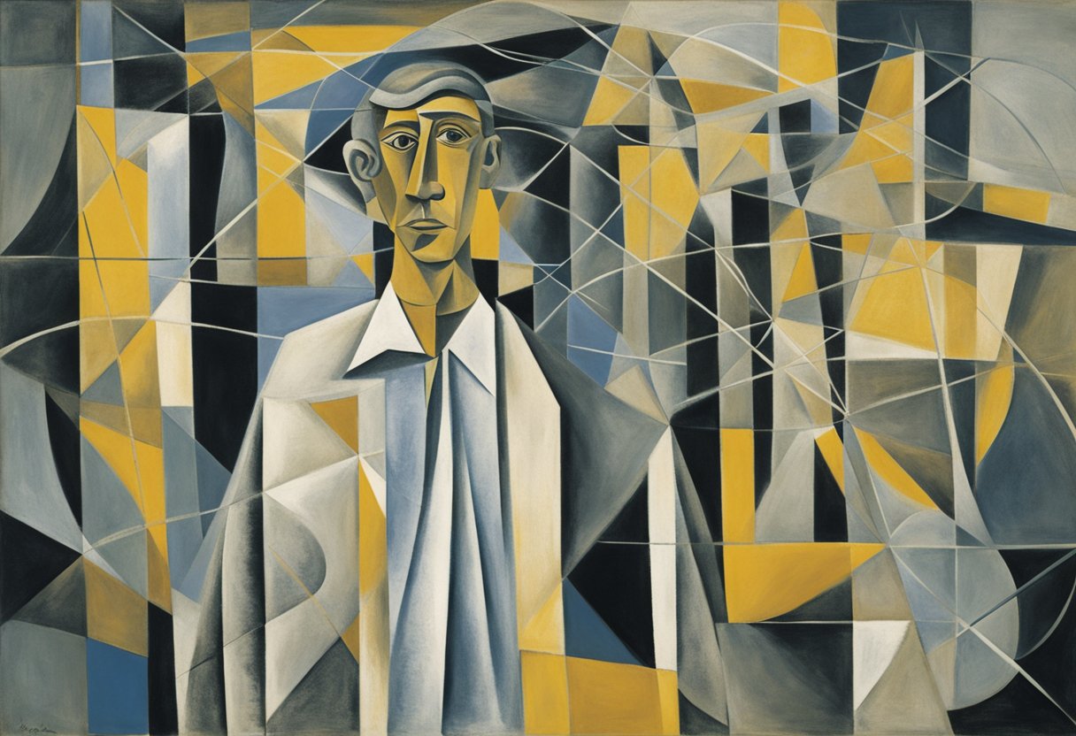 A man standing strong amidst a network of interconnected lines, symbolizing the restoration of connections after a cancer diagnosis