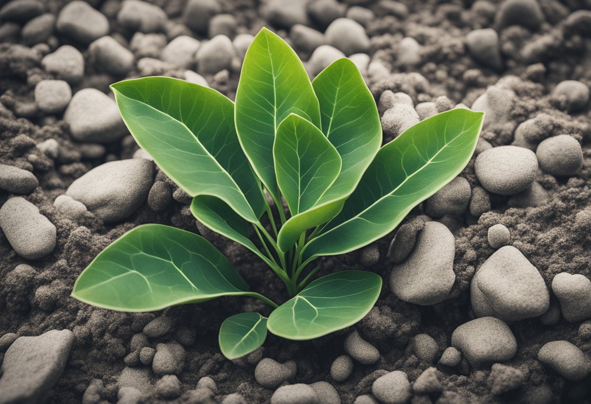 A resilient plant grows through rocky soil, symbolizing adaptability for a male cancer thriver