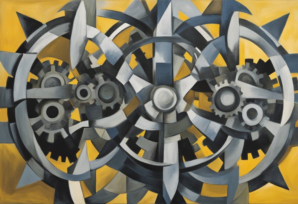 A group of interconnected gears forming a strong support system, symbolizing resilience and determination in the face of male cancer