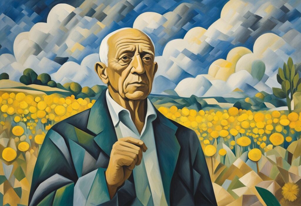 A man stands tall, surrounded by vibrant nature and sunlight. He exudes strength and determination, symbolizing resilience in the face of a cancer diagnosis