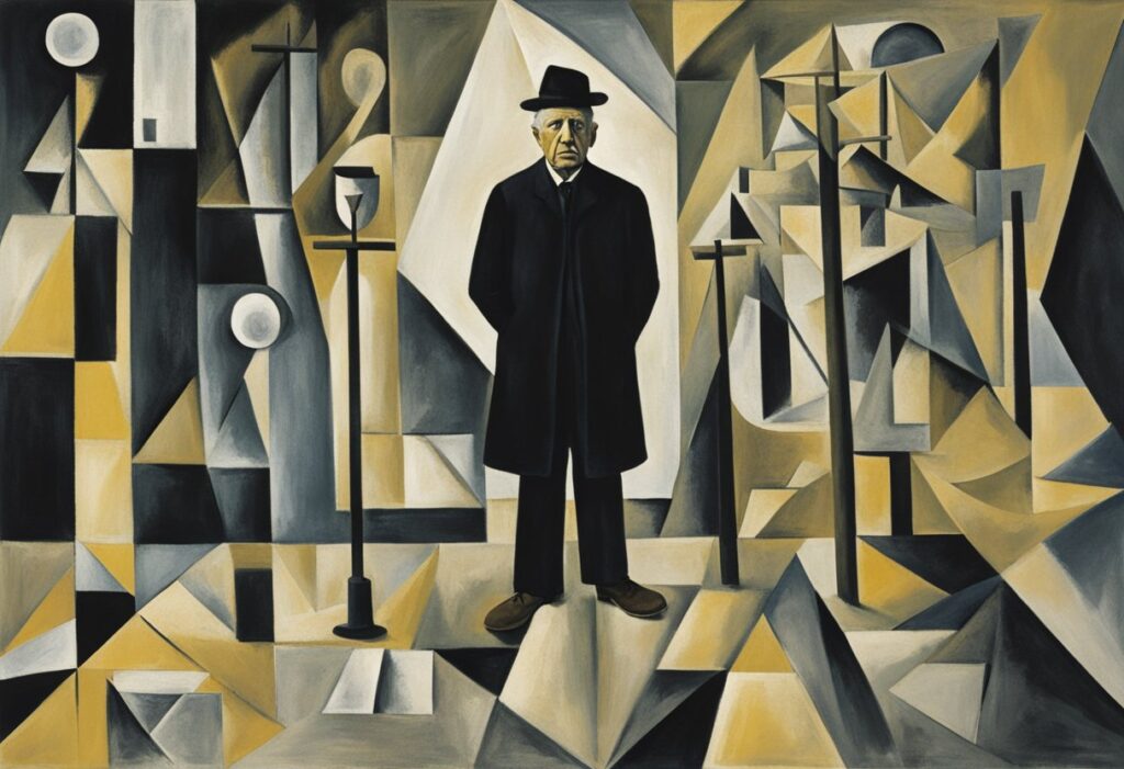 A man stands at a crossroads, surrounded by various treatment options. He looks determined, with a sense of purpose and hope in his eyes