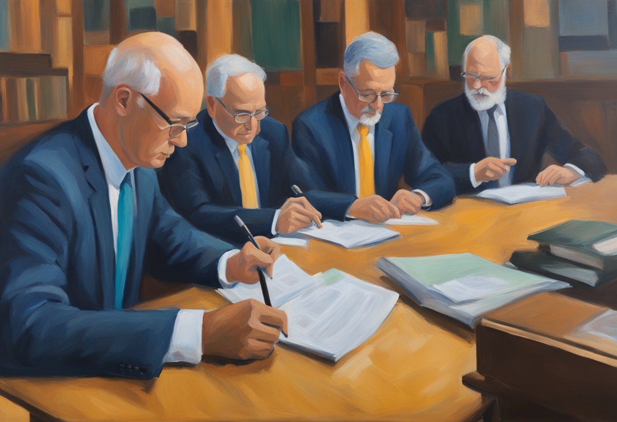 A male cancer survivor signing legal documents with a lawyer